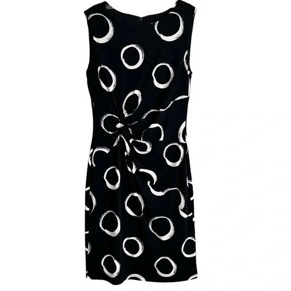 Dkny | Dresses | New Dkny Black White Circle Print Wrap Front Jersey  Sleeveless Dress 8 | Poshmark